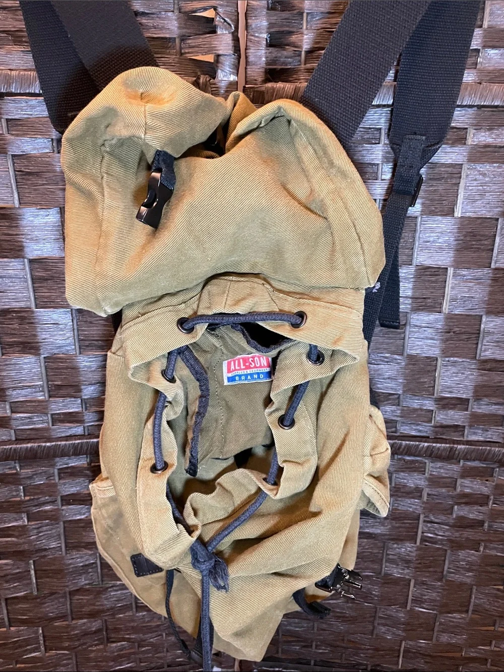 All-Son Military Style Mustard Yellow Canvas Backpack - Unisex